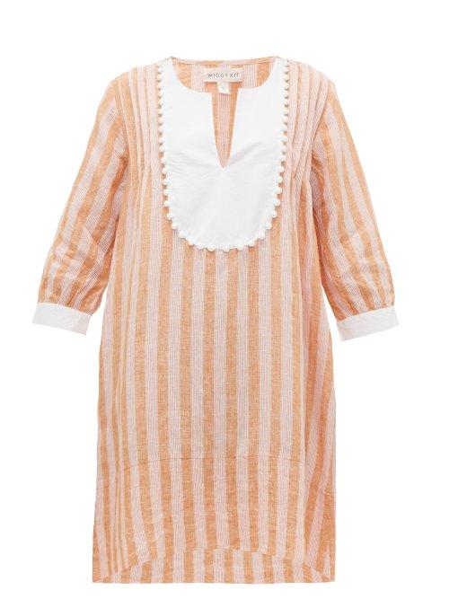 Matchesfashion.com Wiggy Kit - Tux Trapeze Striped Linen Kaftan - Womens - Pink Stripe