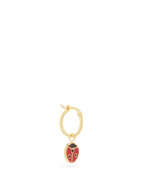 Matchesfashion.com Wilhelmina Garcia - Ladybird 18kt Gold-vermeil Hoop Earrings - Womens - Red Gold