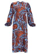 Matchesfashion.com Johanna Ortiz - Indus Valley Printed Silk Maxi Dress - Womens - Blue