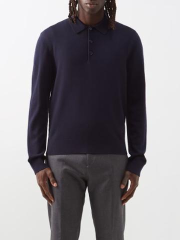 Burberry - Merino Polo Top - Mens - Dark Blue