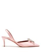 Amina Muaddi - Rosie Crystal-embellished Silk-satin Pumps - Womens - Light Pink