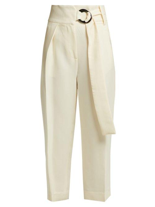 Matchesfashion.com Petar Petrov - Helge Wool And Silk High Waist Tailored Trousers - Womens - White