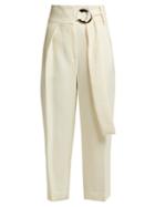 Matchesfashion.com Petar Petrov - Helge Wool And Silk High Waist Tailored Trousers - Womens - White