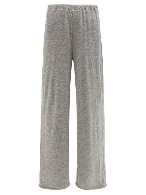 Matchesfashion.com The Row - Caleti Cotton-jersey Wide-leg Trousers - Womens - Grey