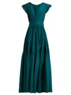 Matchesfashion.com Loup Charmant - Mayette Silk Tiered Maxi Dress - Womens - Dark Green