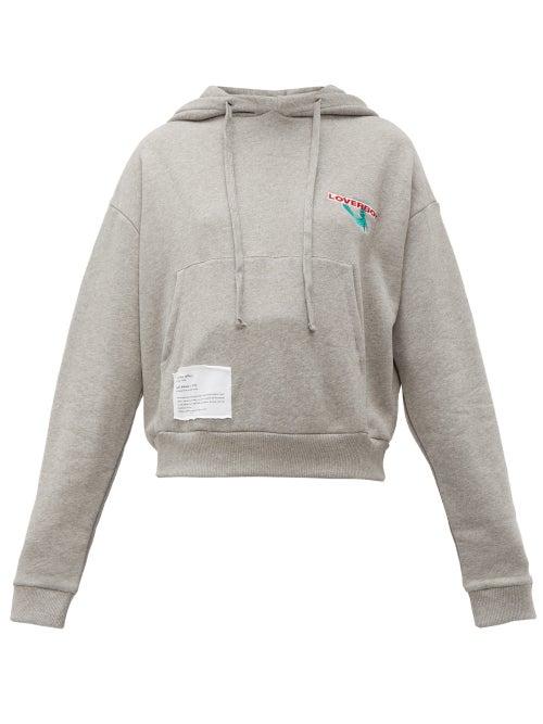 Matchesfashion.com Charles Jeffrey Loverboy - Art Appliqu Cotton Jersey Hooded Sweatshirt - Womens - Grey