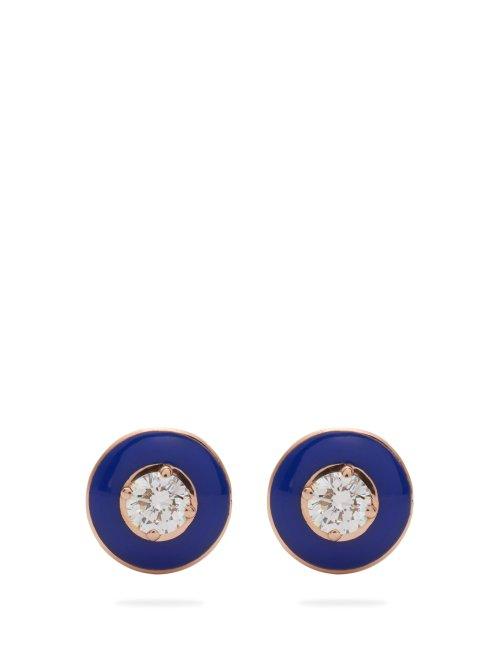 Matchesfashion.com Selim Mouzannar - Mina Diamond & 18kt Rose Gold Earrings - Womens - Blue