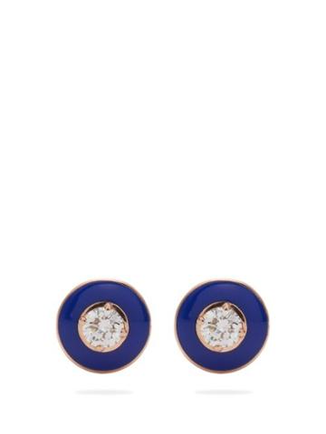 Matchesfashion.com Selim Mouzannar - Mina Diamond & 18kt Rose Gold Earrings - Womens - Blue