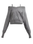 Matchesfashion.com Maison Margiela - Off The Shoulder Knitted Sweater - Womens - Grey