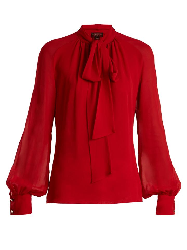 Giambattista Valli Tie-neck Silk-georgette Blouse