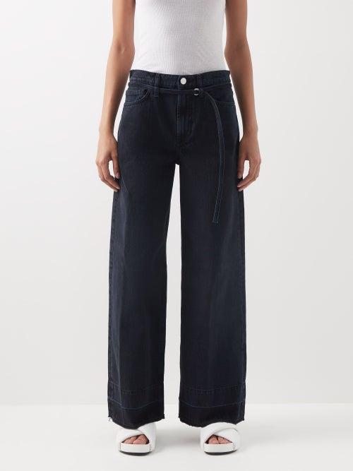Frame - High-rise Wide-leg Denim Trousers - Womens - Dark Denim