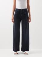 Frame - High-rise Wide-leg Denim Trousers - Womens - Dark Denim