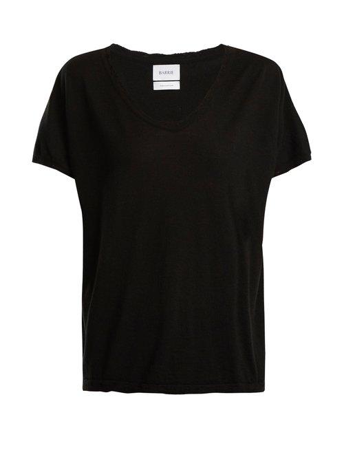 Matchesfashion.com Barrie - Sweet Eighteen Distressed Cashmere T Shirt - Womens - Black