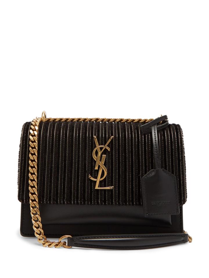 Saint Laurent Sunset Small Leather And Velvet Cross-body Bag