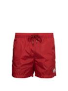 Matchesfashion.com Moncler - Appliqu Logo Patch Swim Shorts - Mens - Red