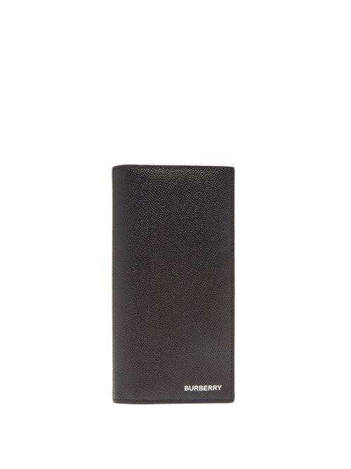 Matchesfashion.com Burberry - Foiled-logo Grained-leather Continental Wallet - Mens - Black