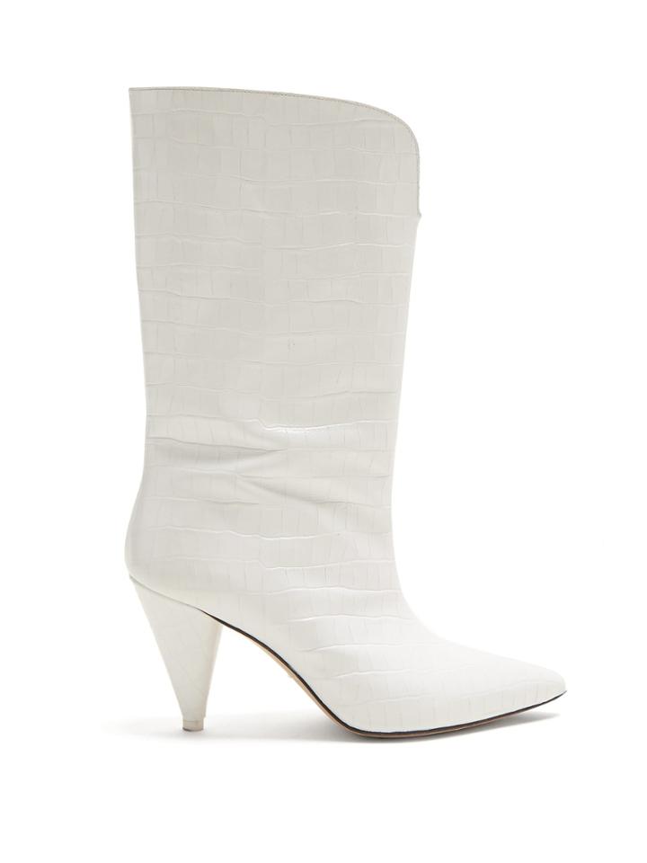 Attico Crocodile-effect Leather Ankle Boots