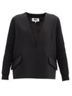 Matchesfashion.com Mm6 Maison Margiela - Plunge-neck Crepe Top - Womens - Black