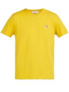 Matchesfashion.com Maison Kitsun - Logo Embroidered Cotton T Shirt - Mens - Yellow