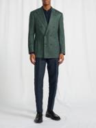 Thom Sweeney - Double-breasted Herringbone-twill Blazer - Mens - Green