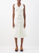 Ganni - Striped Organic Cotton-seersucker Midi Dress - Womens - Cream Yellow
