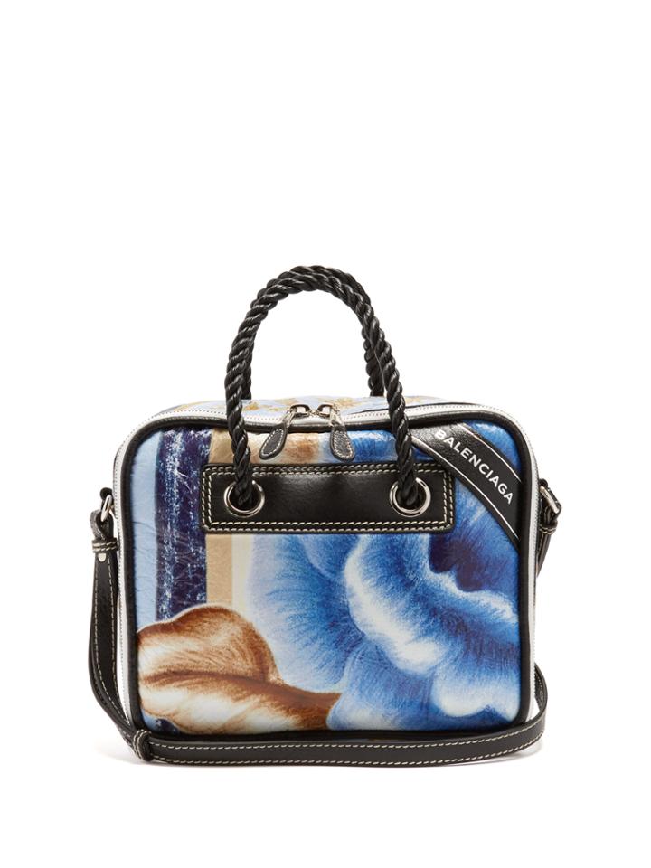 Balenciaga Blanket Square Floral-print Small Leather Bag