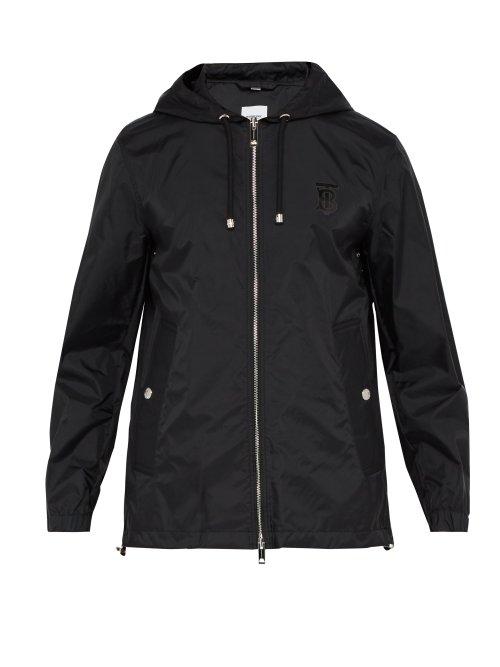 Matchesfashion.com Burberry - Winchester Monogram Print Hooded Technical Jacket - Mens - Black