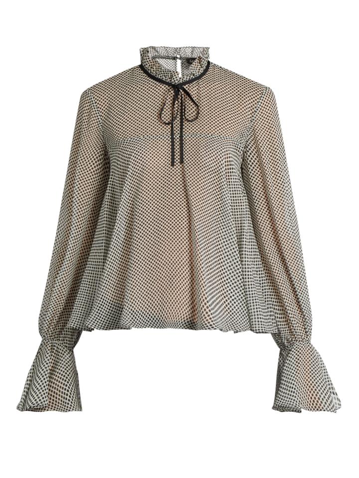 Saloni Tyler Polka-dot Silk-georgette Blouse