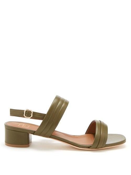 Malone Souliers - Sana Block-heel Leather Slingback Sandals - Womens - Green