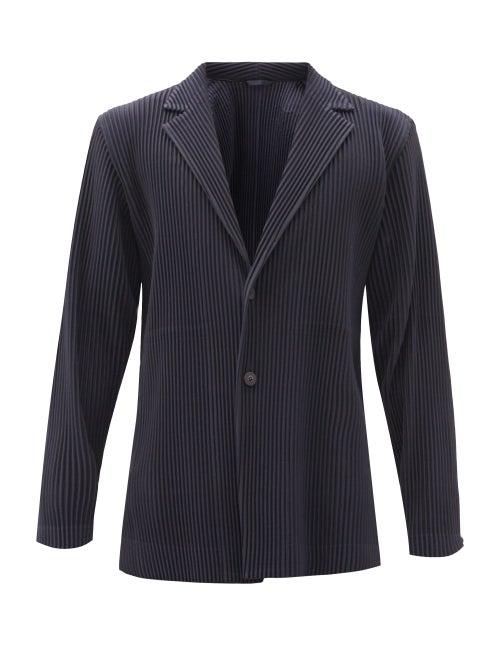 Mens Rtw Homme Pliss Issey Miyake - Technical-pleated Blazer - Mens - Navy