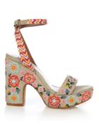 Tabitha Simmons Calla Linen Embroidered Platform Sandals