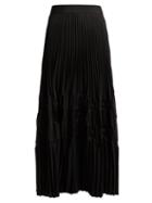Matchesfashion.com Givenchy - Pleated Satin Midi Skirt - Womens - Black