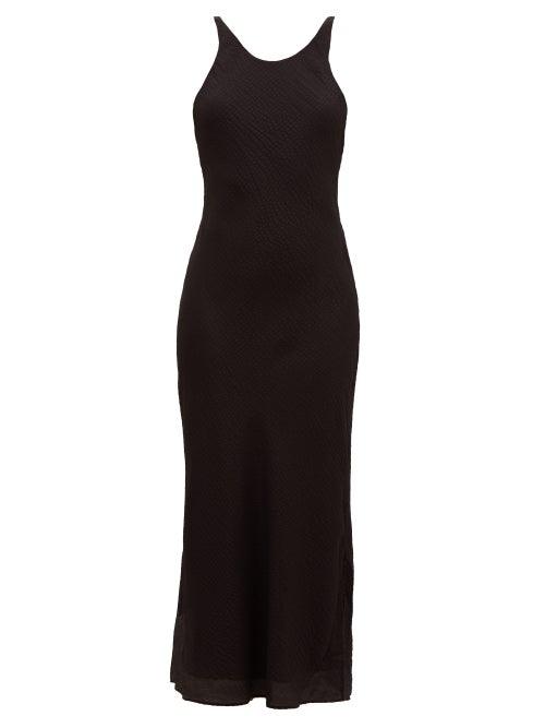 Matchesfashion.com Sir - Indre Seersucker-silk Midi Dress - Womens - Black