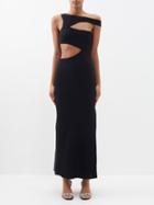 Staud - Prismatic Cutout Side-slit Crepe Dress - Womens - Black