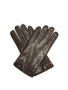 Matchesfashion.com Bottega Veneta - Intrecciato Cuff Leather Gloves - Mens - Dark Brown
