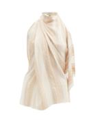 Zeus + Dione - Crocus Draped Halterneck Backless Silk-blend Top - Womens - Beige White