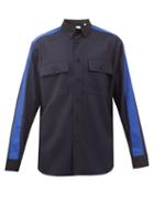 Burberry - Coby Striped-sleeve Wool-twill Shirt - Mens - Navy