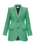 Matchesfashion.com Balenciaga - Hourglass Single-breasted Houndstooth Jacket - Womens - Green