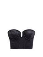 Matchesfashion.com Dodo Bar Or - Viva Cropped Satin Corset Top - Womens - Black