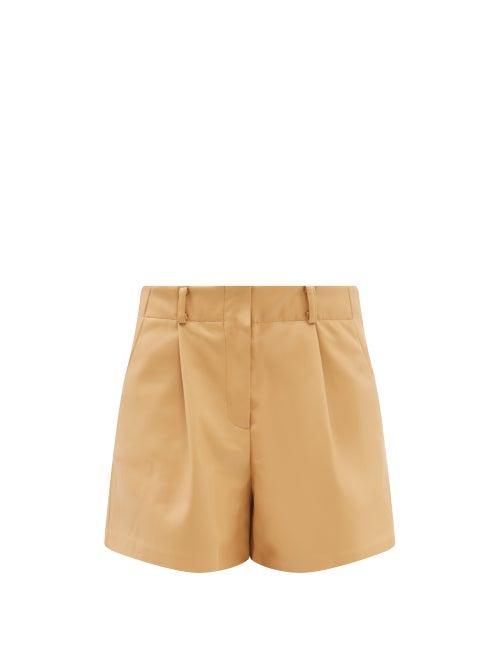 The Frankie Shop - Manon Pleated Faux-leather Shorts - Womens - Beige