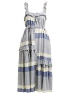 Matchesfashion.com Apiece Apart - Lypie Stripe Ruffle Sleeve Maxi Dress - Womens - Blue White
