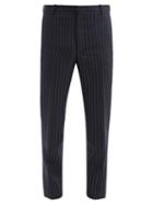 Matchesfashion.com Alexander Mcqueen - Pinstriped Wool-twill Suit Trousers - Mens - Navy White