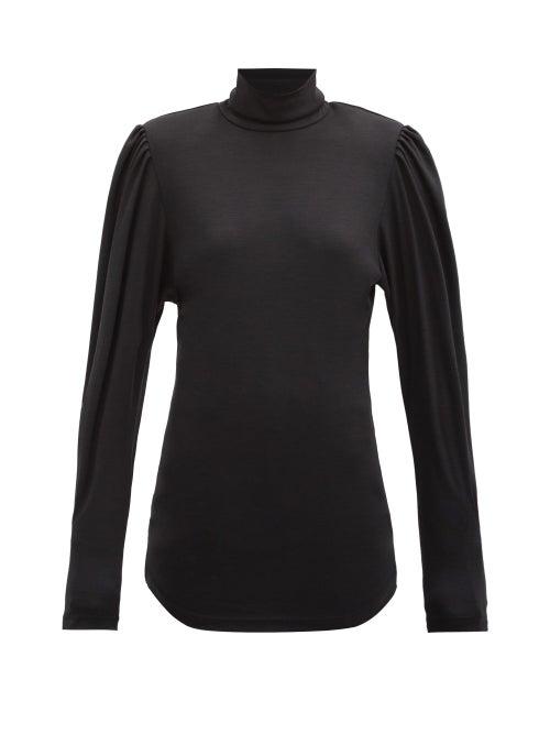 Matchesfashion.com Isabel Marant - Gavina High-neck Balloon-sleeve Wool Top - Womens - Black