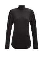 Matchesfashion.com Isabel Marant - Gavina High-neck Balloon-sleeve Wool Top - Womens - Black