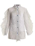 House Of Holland Polka-dot Ruffled Sheer-tulle Shirt