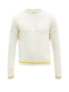 Stefan Cooke - Striped Cutout Wool Sweater - Mens - Ivory