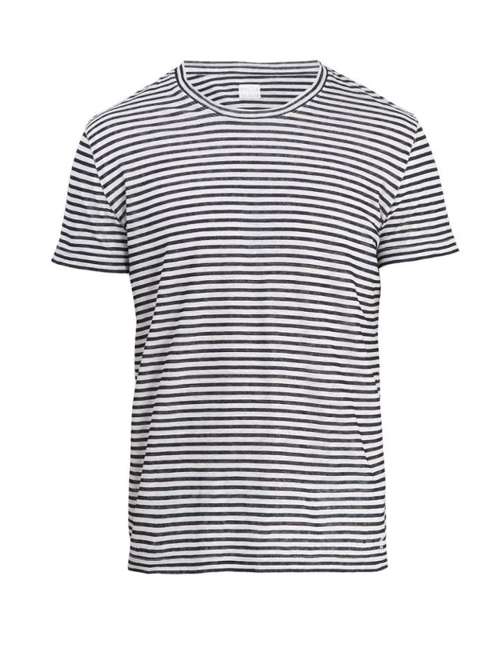 120 Lino Crew-neck Striped Linen-jersey T-shirt