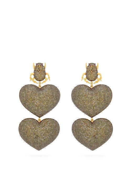 Matchesfashion.com Begum Khan - Scarab Mon Amour Gold Plated Clip Earrings - Womens - Gold