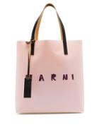 Matchesfashion.com Marni - Logo-print Coated-canvas Tote Bag - Womens - Pink Multi