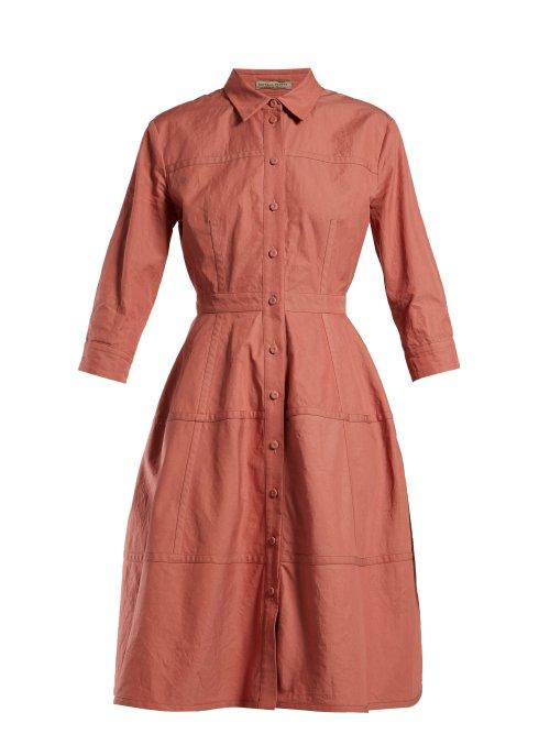 Matchesfashion.com Bottega Veneta - Cotton Canvas Shirtdress - Womens - Pink